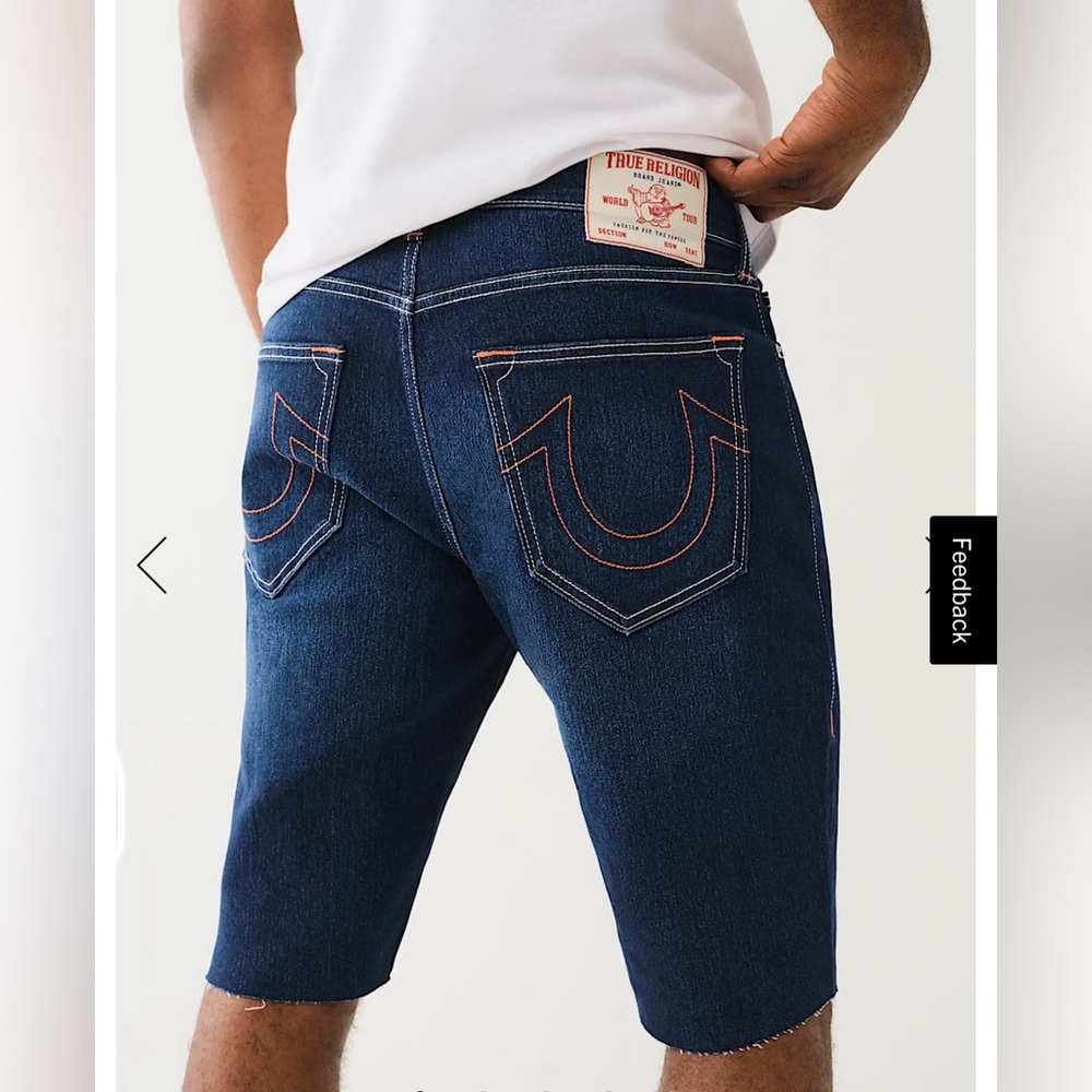 True Religion Men's Dark Blue Jean Shorts 36